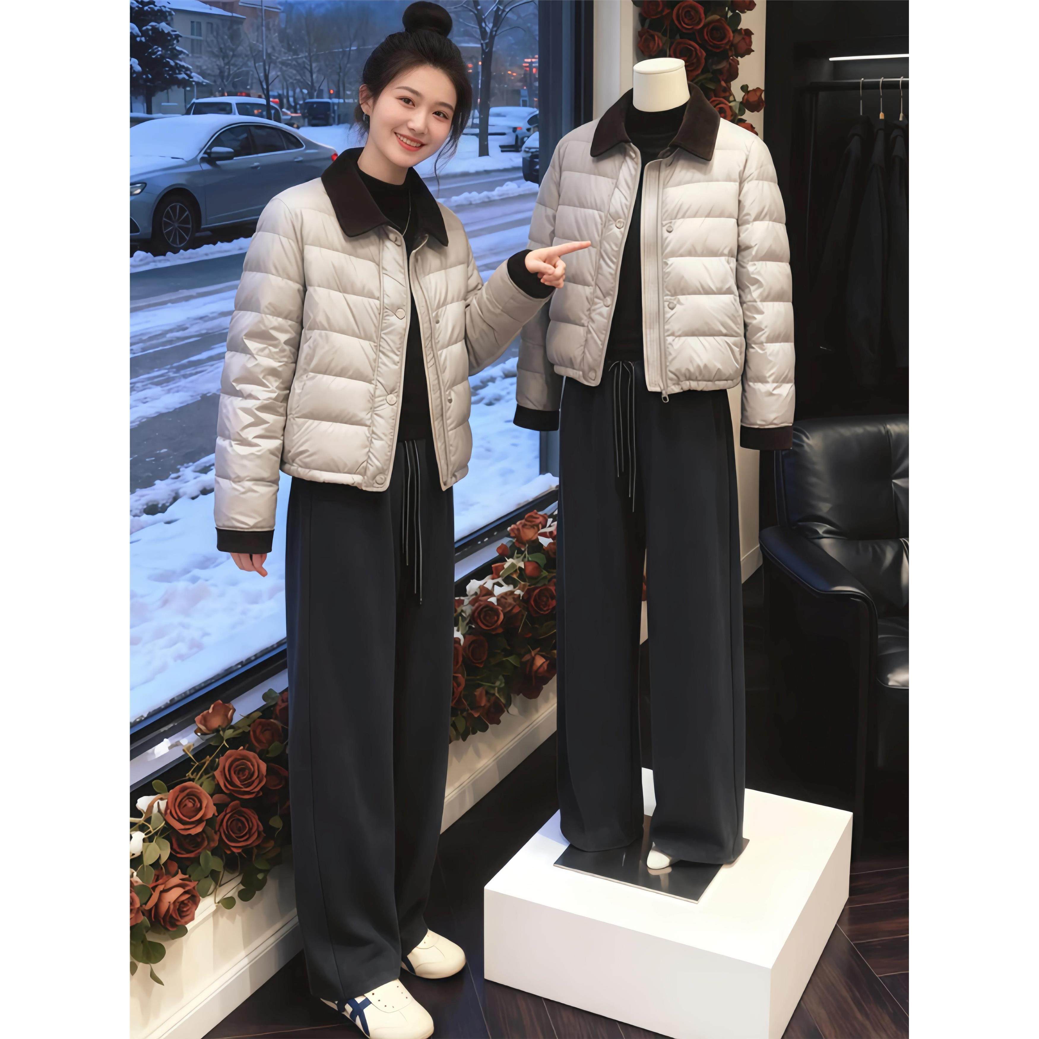 纯色设计感翻领长袖棉服女2025新款小众洋气时尚百搭显瘦潮流衣服,淘宝优惠券,粉丝福利购,淘宝优惠卷