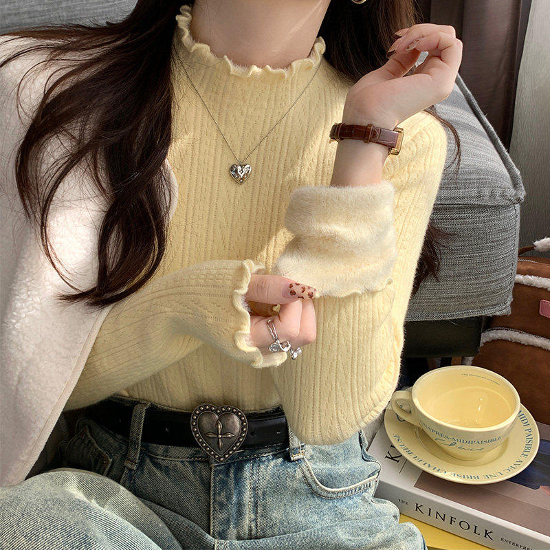 蓝色加绒毛衣女款2025新款冬季加厚内搭打底衫秋冬半高领针织上衣,淘宝优惠券,粉丝福利购,淘宝优惠卷