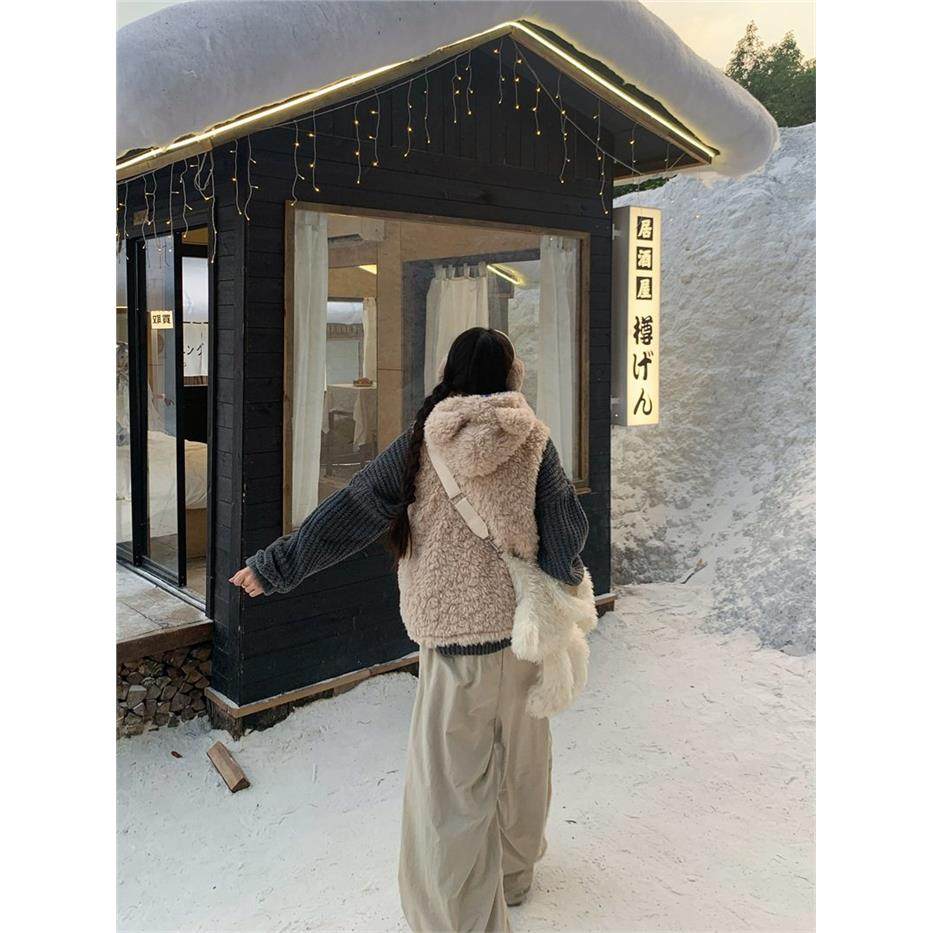 195大喜 熊耳朵连帽马甲棉服外套女冬季叠穿宽松百搭羊羔毛棉衣潮,淘宝优惠券,粉丝福利购,淘宝优惠卷