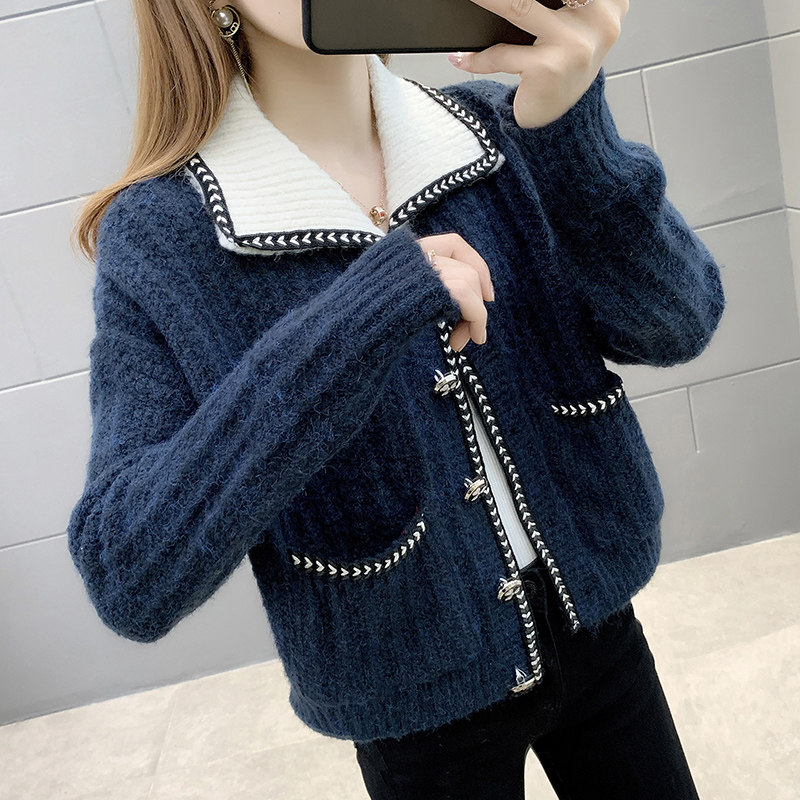 小香风针织开衫2020年新款秋装毛衣 欧彩影毛针织衫