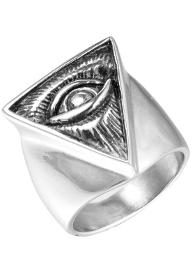 欧美时尚潮流个性手饰光明会全视之眼戒指项链共济会徽章上帝之眼