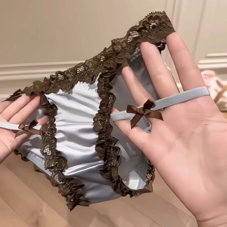 自带腿环~纯欲性感蕾丝边蝴蝶结内裤女法式少女拼接细带三角裤,淘宝优惠券,粉丝福利购,淘宝优惠卷