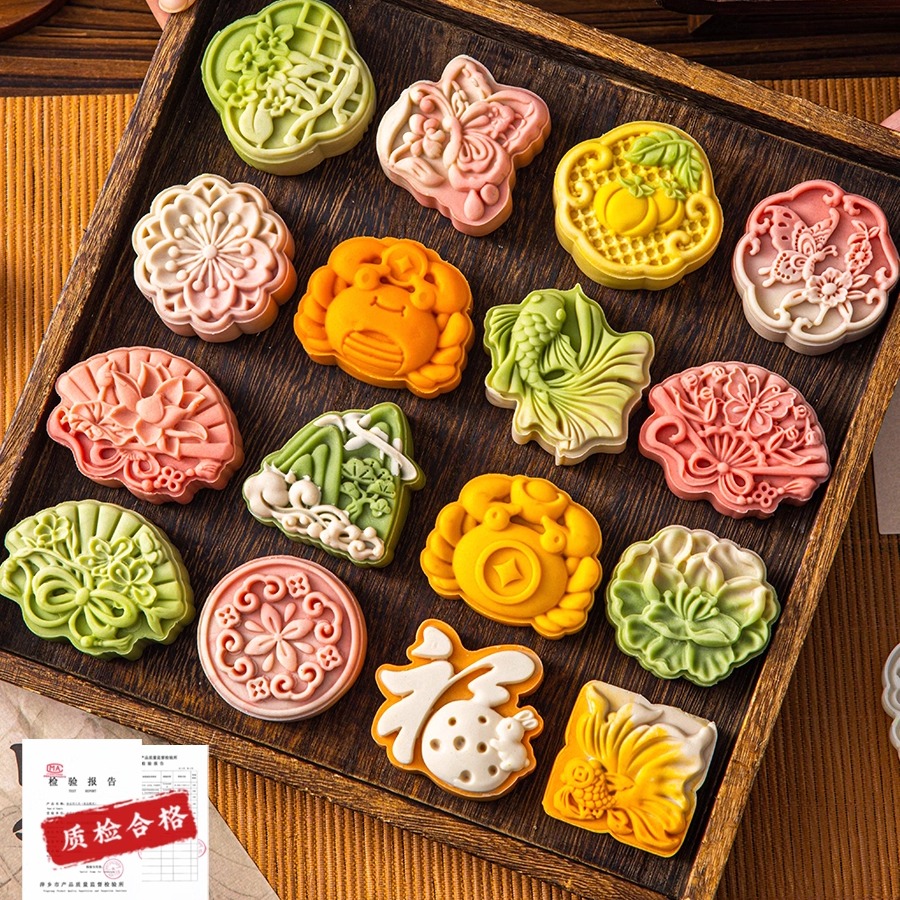 新款月饼模具手压式单片单桶家用75克50g100广式烘焙压花磨具商用 - 图2