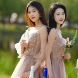 Летнее платье подружки невесты, длинное вечернее платье, юбка, средней длины, по фигуре