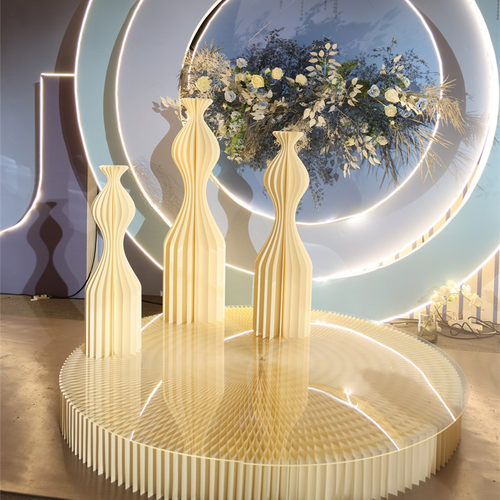 婚庆道具手工花瓶变形折柱路引纸质折叠式圆柱迎宾区装饰摆件创意-图3