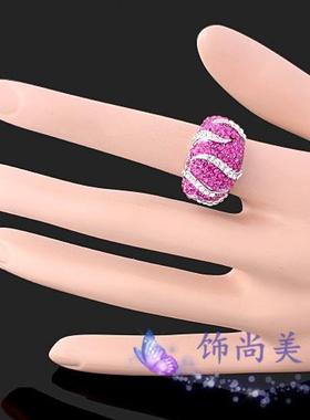 日韩风红色火焰彩钻食指环新品