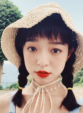 萝莉帽小清新红帽法式系带遮阳网