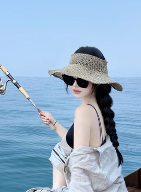 咸草空顶帽女夏季海边沙滩防晒帽