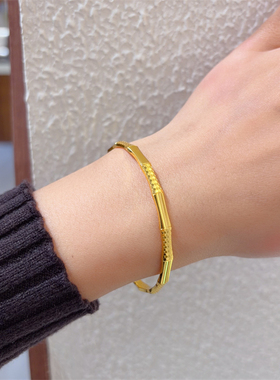 仿黄金镀金沙金手镯女素圈碎冰冰