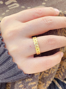 仿黄金镀金钱币戒指女