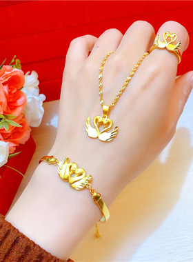 越南沙金三件套孔雀项链久不掉色