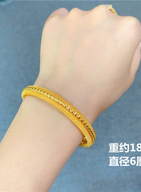 铜合金手镯女首饰铜镀24K仿金开口手镯子假黄金结婚庆久不掉色