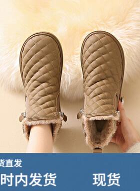 踩屎感加戎保暖运动鞋女冬季防滑防水孕妇妈妈雪地靴平软底