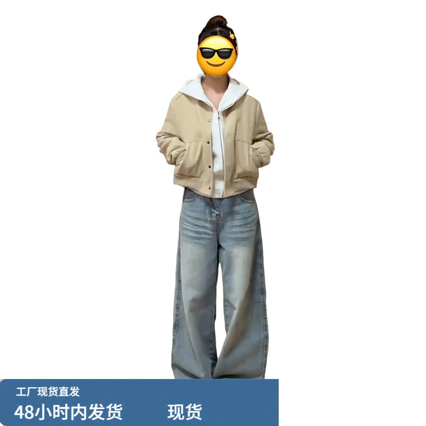 美式复古卡其杏色夹克外套女秋季2025新款爆款小个子休闲短款上衣,淘宝优惠券,粉丝福利购,淘宝优惠卷