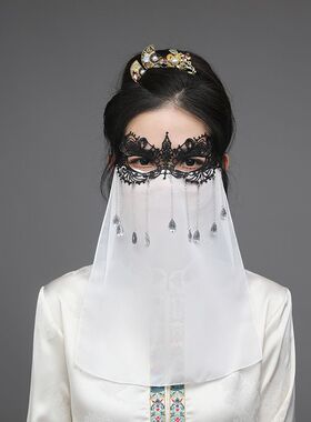 原创女古风异域风流苏面纱面具网红半遮脸系绳面罩护全脸超仙面帘