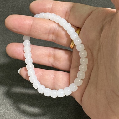 小尺寸直切单圈新疆和田玉籽料手链一级白羊脂级性价比极高卡6*5