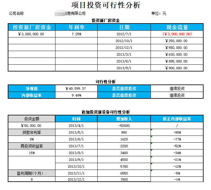 投资决策分析表格股票组合分析模型 投资方案可行性分析Excel表格 - 图2