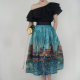 Wenya Oil Painting Iris Umbrella Skirt High Waist Puff Skirt Women's Retro Skirt Mid-Length Skirt Elegant Pockets