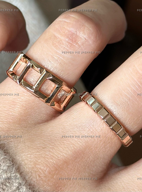 辣椒派 精工镀玫瑰金小冰块满钻排 戒女true建筑老钱风高级感轻奢