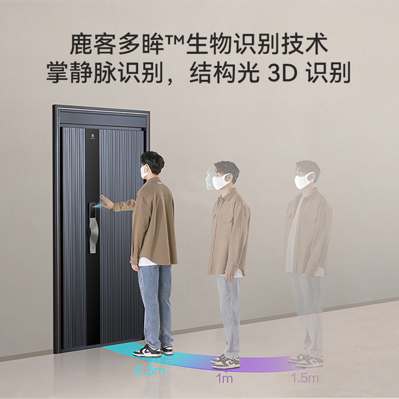 【团】鹿客掌心锁V5Pro掌静脉可视猫眼大屏智能锁指纹锁密码锁 - 图2