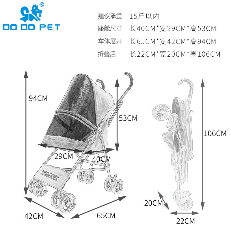 宠物推车狗狗猫咪出门手推车轻便可折叠小型犬泰迪外出遛狗溜猫车,淘宝优惠券,粉丝福利购,淘宝优惠卷