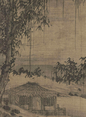 巨然溪山兰若图高清微喷五代十国山水画复制传统画临摹画稿底稿画