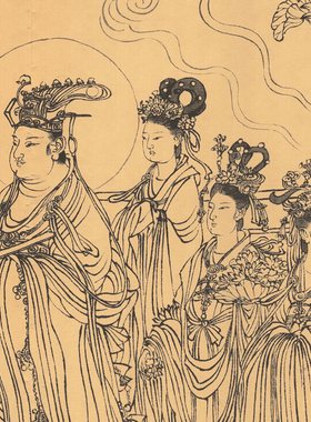 吴道子八十七神仙卷中国传世名画真迹高清微喷复制品传统人物线描