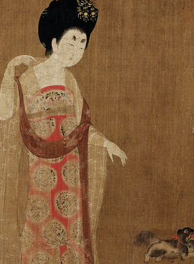 簪花仕女图唐代周昉画稿打印画心