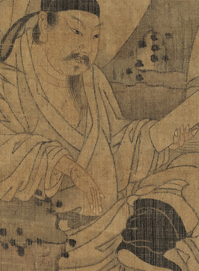 唐代阎立本 竹林五君图 微喷打印古画人物临摹画稿学习参考大图