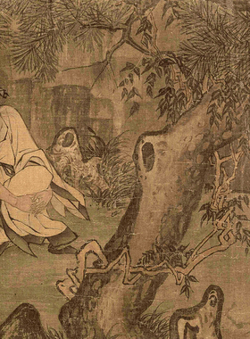 南宋李唐采薇图微喷宋代名家工笔人物仿古画临摹画稿范本装饰画心