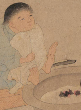 临摹画稿钱选西湖吟趣图高清微喷