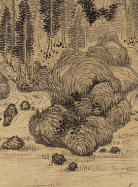 元 王蒙 层峦耸翠图 高清微喷宋元明清山水画临摹画稿传统山水画