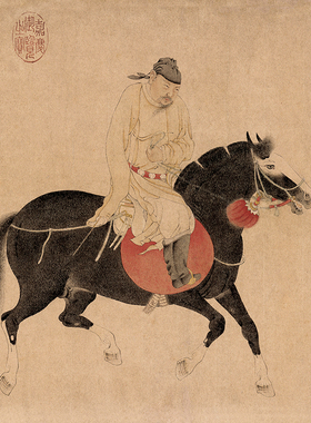 元 任仁发 五王醉归图 元代人物仿古画临摹画稿范本微喷装饰画心