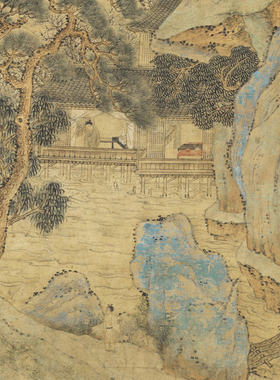 元代赵孟頫青绿山水图画稿