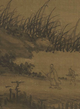 临摹画稿微喷打印巨然襄琴怀鹤图