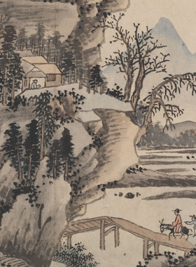 高清微喷沈周山水12开高清画稿