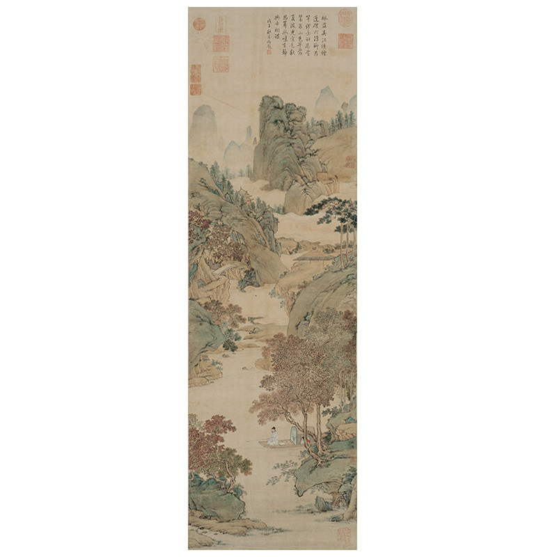 1:1明 仇英 枫溪垂钓图临摹画稿 微喷打印山水画原大临摹范本底稿,淘宝优惠券,粉丝福利购,淘宝优惠卷