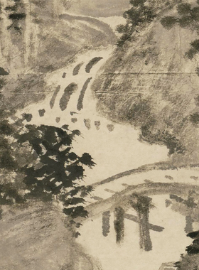 明山访胜图临摹画稿画心查士标