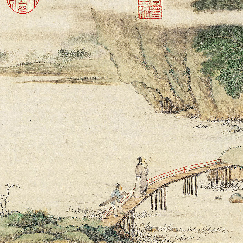 清上睿携琴访友图国画山水宣纸丝绢微喷复制古代名画艺术微喷装饰,淘宝优惠券,粉丝福利购,淘宝优惠卷