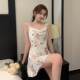 Summer swing collar sexy pajamas ice silk print imitation suspender nightgown for women 2026 new style can be worn ນອກ 0606z