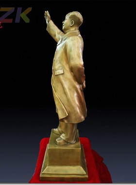 厂家直销毛主席铜像73.8厘米大号摆件挥手全身站像黄铜伟人物定c1