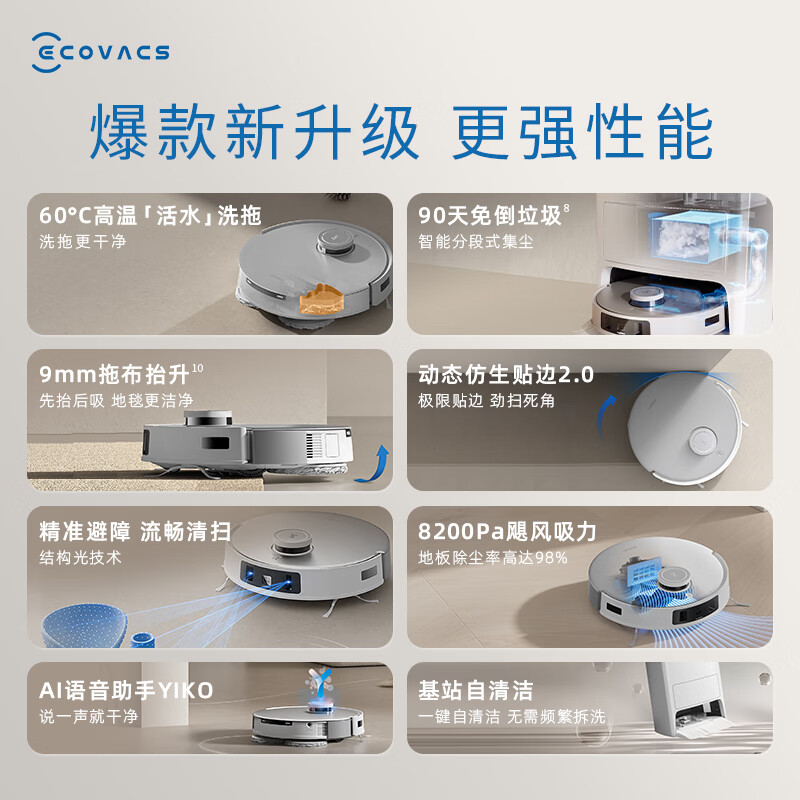 科沃斯T20sPRO扫地机器人家用全自动热水洗自清洁机扫吸拖一体机-图2