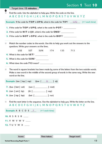 11+ Verbal Reasoning Rapid Tests 1-6文字推理语文逻辑英国小学KS2阶段教材私立学校11+入学考试 Schofield Sims英文原版-图2