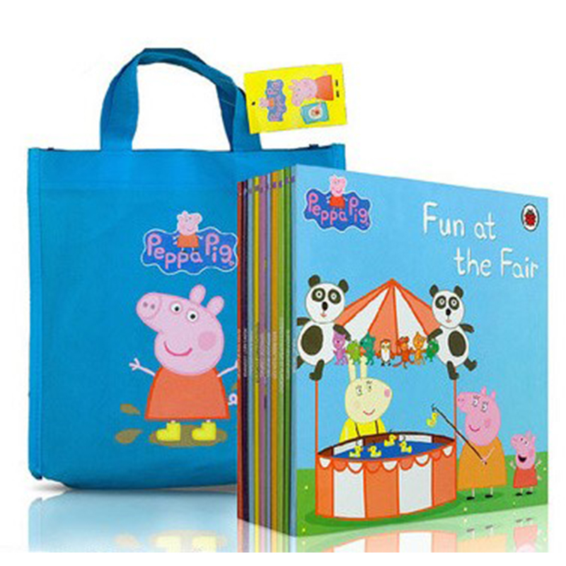 Peppa Pig小猪佩奇英文原版绘本环保袋装蓝袋绿袋红袋 Bedtime stories Tree House粉红猪小妹 3-8岁儿童少儿英语-图0