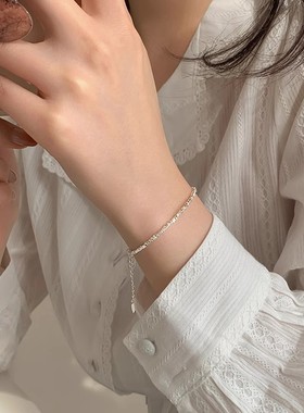 青尚美韩国999纯银碎银几两手链轻奢闺蜜小众设计碎银子女款手饰