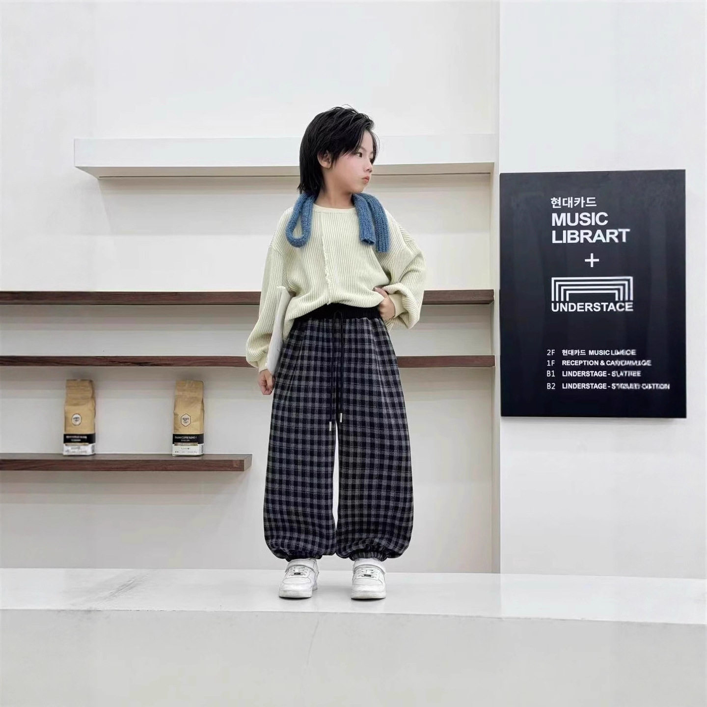 儿童2025款冬季新款男女童拼腰格子保暖休闲韩版束口长裤保暖裤子,淘宝优惠券,粉丝福利购,淘宝优惠卷