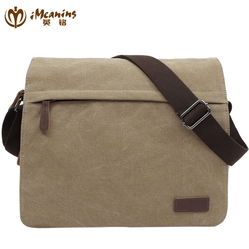 帆布包复古简约潮休闲男士单肩包 英铭男士包袋