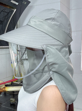 防油烟面罩帽子女款厨房专用炒菜全脸防油溅神器夏户外防晒遮阳帽