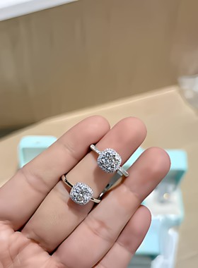 胖东来爆闪小方糖925银戒指女