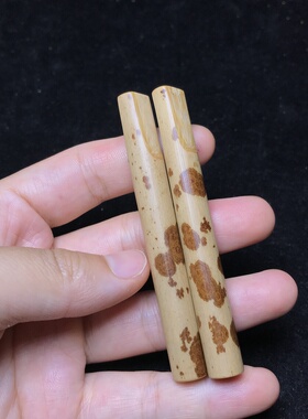 纯手工红湘妃竹烟嘴粗细两用 文玩斑竹竹子烟具 福建红香妃烟嘴